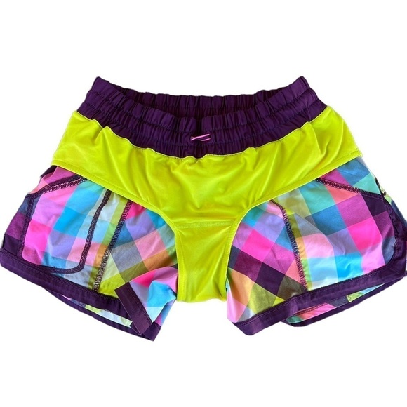 Lululemon Shake & Break Running Gym Shorts Sea Check Multi / Plum W7886S Lined - Picture 4 of 9